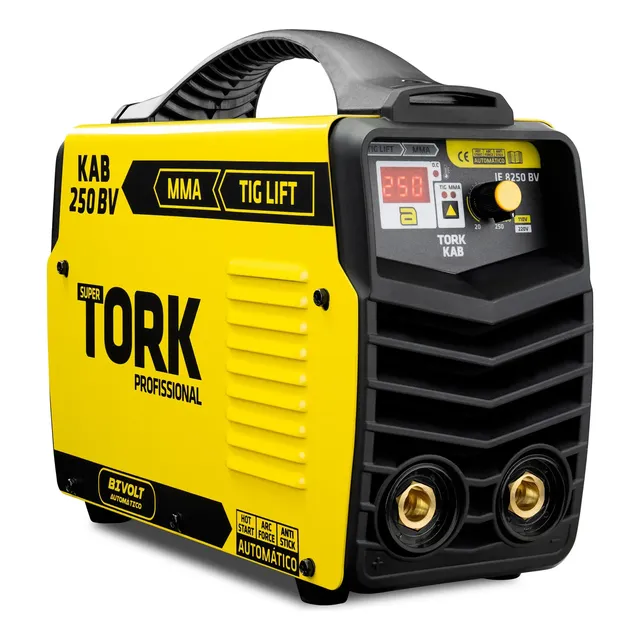 Maquina De Solda Inversora Kab 250 Amp Bivolt Mma Tig Tork Amarelo/preto 127/220v